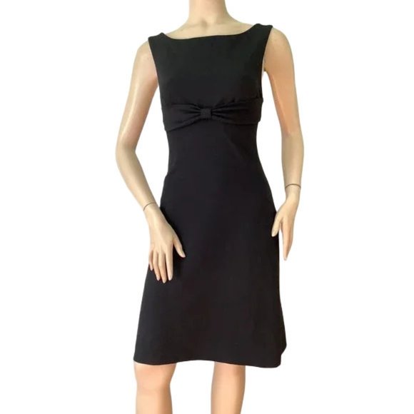 Diane von Furstenberg Rare DVF ❤️vtg LBD black bow front empire dress retro 6 - Picture 2 of 7